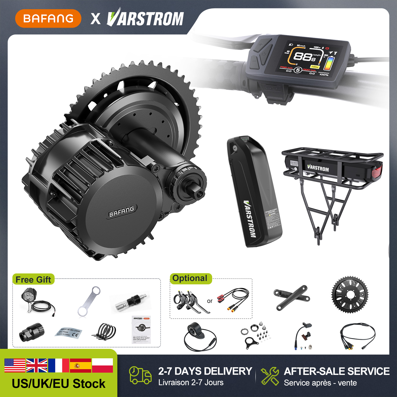 Bafang Bbs02B 48V 750W Mid Drive Kit - [미국 주식]바팡 48V 미드 드라이브 모터