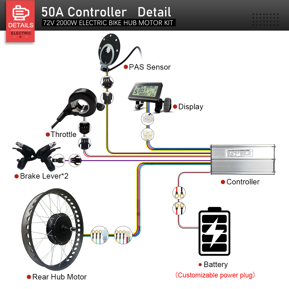 전기 자전거용 허브 모터 키트, 72V 2000W, 4 - Fat Tire Ebike Conversion Kit 2000W 리뷰 및 가격